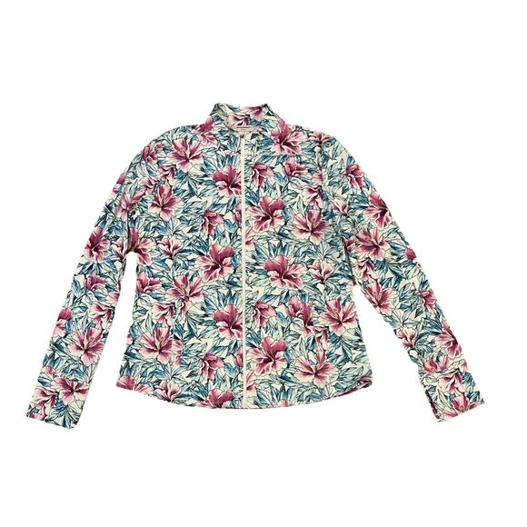 Tommy Bahama Active Womens XL Full Zip Top Long Sleeve Floral Beach - Picture 1 of 7
